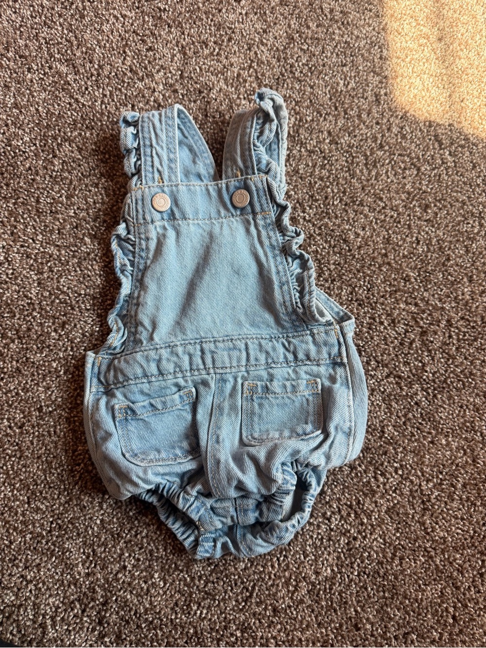 Old Navy Light Blue Denim Ruffle-Trim Overalls